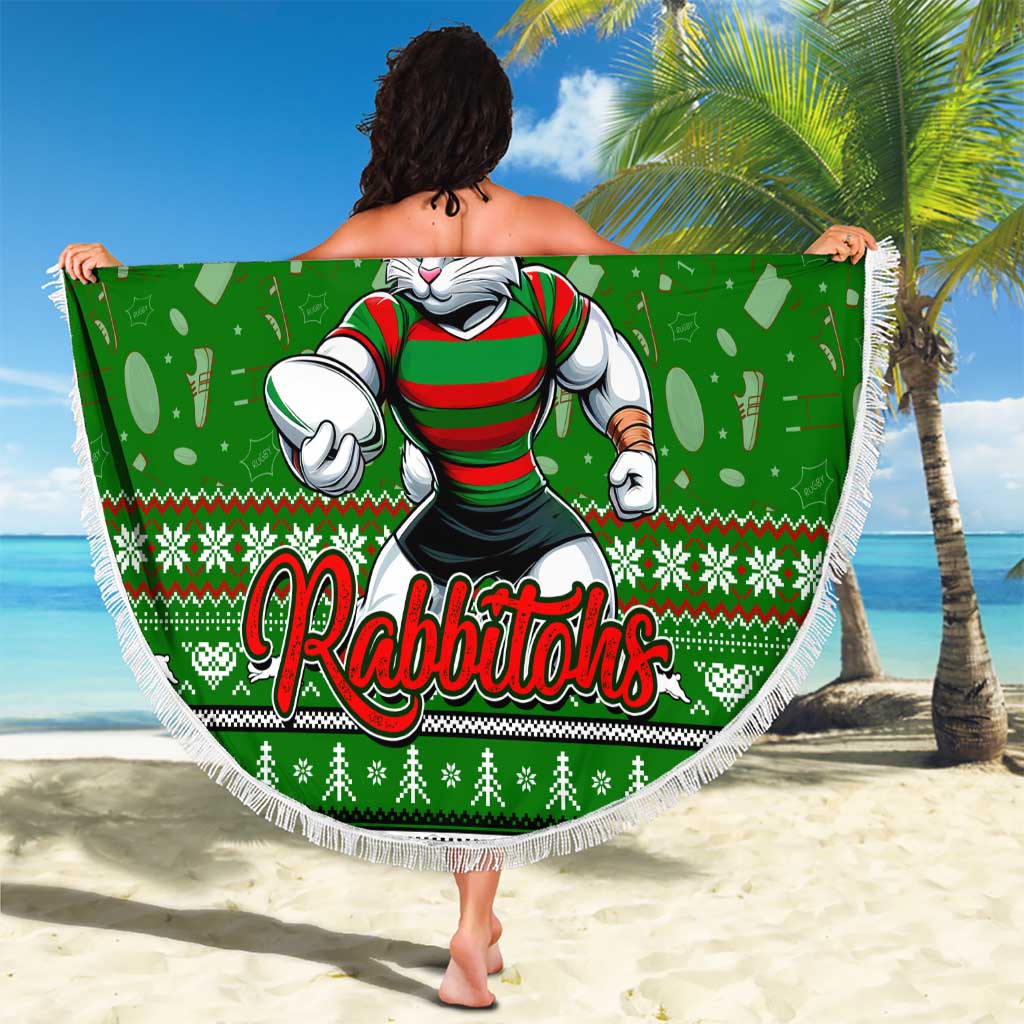Rabbitohs Rugby Xmas Beach Blanket Australia NRL Mascot