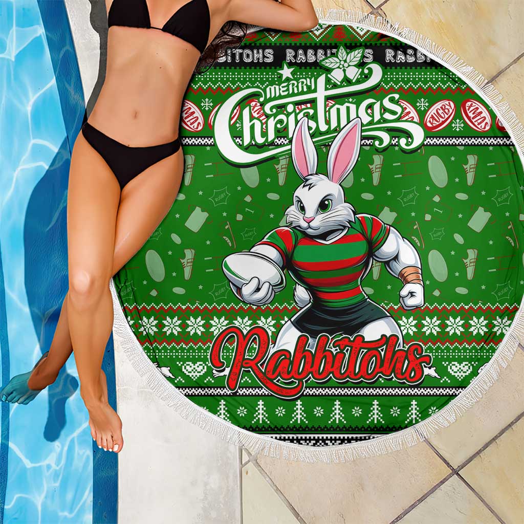 Rabbitohs Rugby Xmas Beach Blanket Australia NRL Mascot