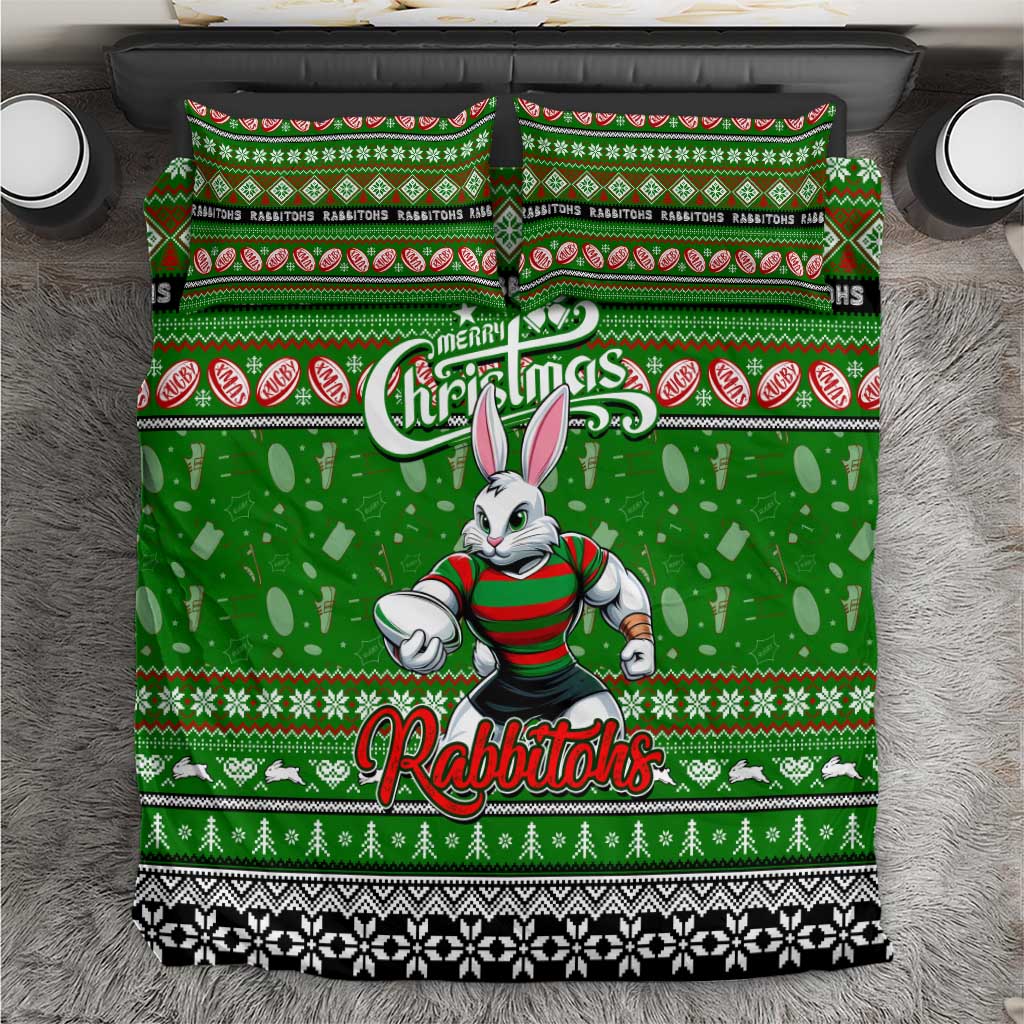 Rabbitohs Rugby Xmas Bedding Set Australia NRL Mascot