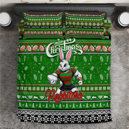 Rabbitohs Rugby Xmas Bedding Set Australia NRL Mascot