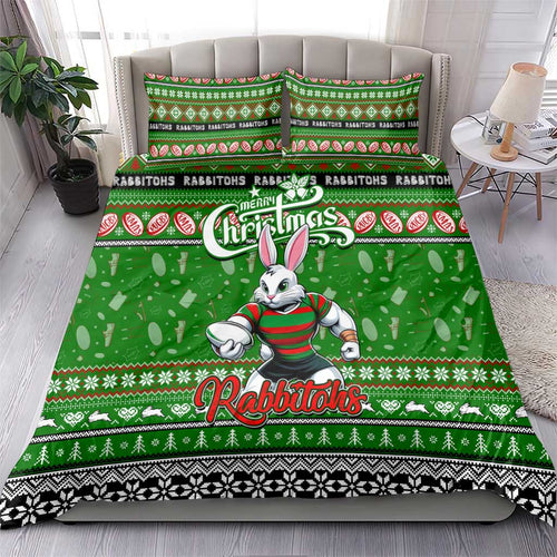 Rabbitohs Rugby Xmas Bedding Set Australia NRL Mascot
