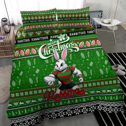 Rabbitohs Rugby Xmas Bedding Set Australia NRL Mascot