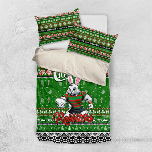 Rabbitohs Rugby Xmas Bedding Set Australia NRL Mascot