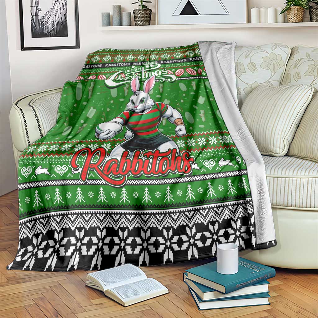 Rabbitohs Rugby Xmas Blanket Australia NRL Mascot