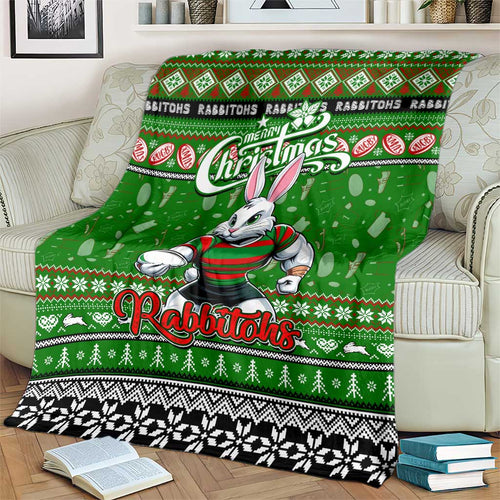 Rabbitohs Rugby Xmas Blanket Australia NRL Mascot