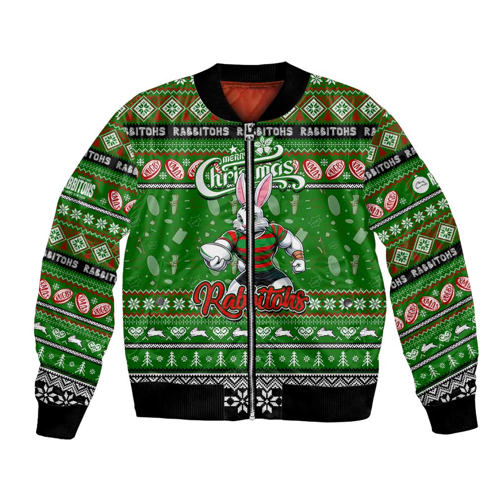 Personalized Rabbitohs Rugby Xmas Bomber Jacket Australia NRL Mascot