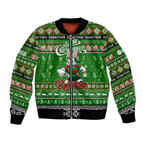 Personalized Rabbitohs Rugby Xmas Bomber Jacket Australia NRL Mascot