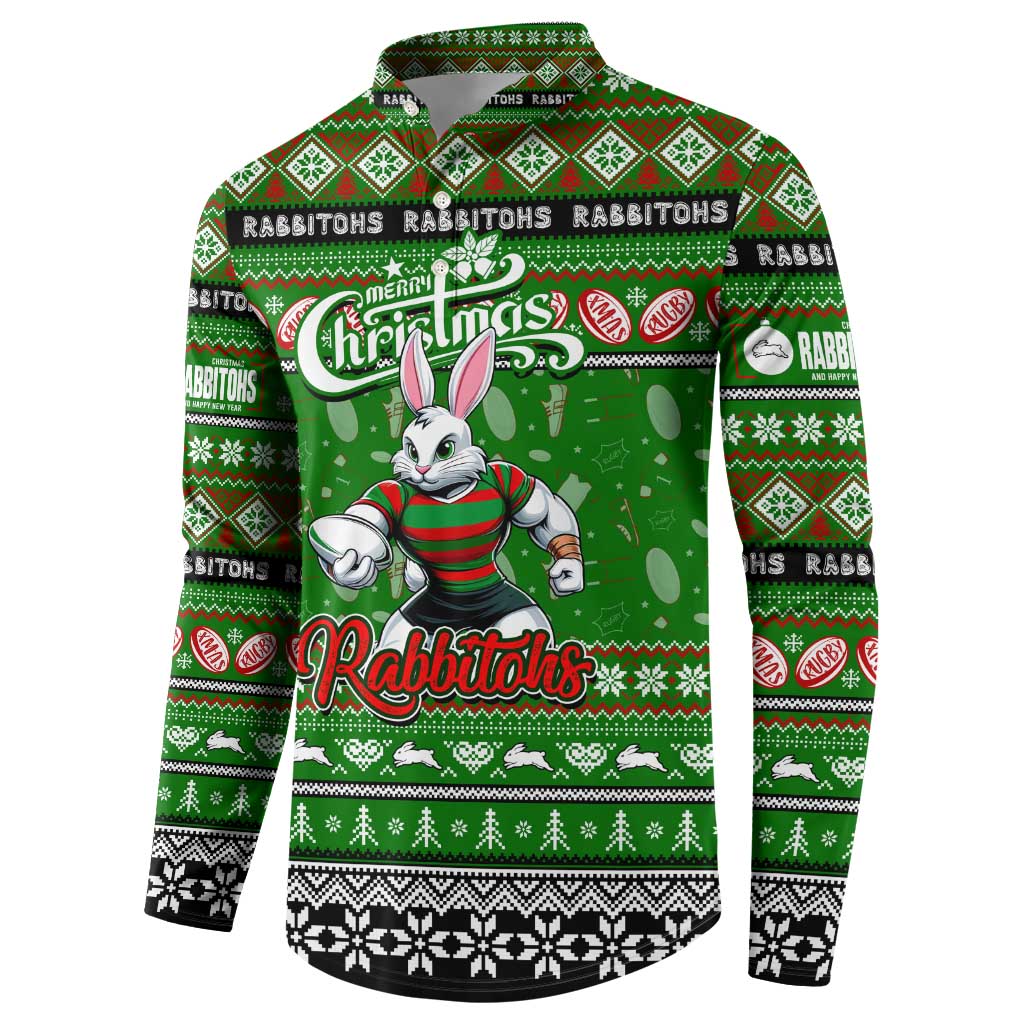 Personalized Rabbitohs Rugby Xmas Button Sweatshirt Australia NRL Mascot