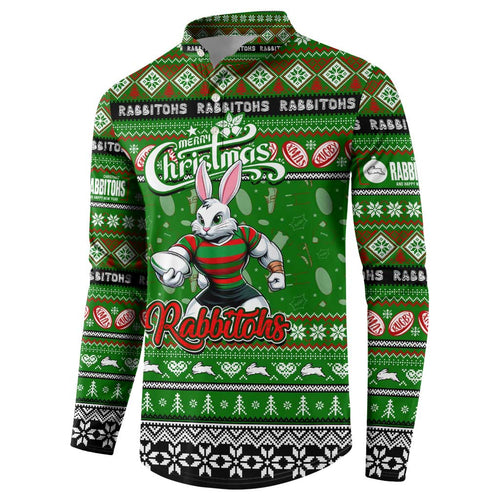 Personalized Rabbitohs Rugby Xmas Button Sweatshirt Australia NRL Mascot