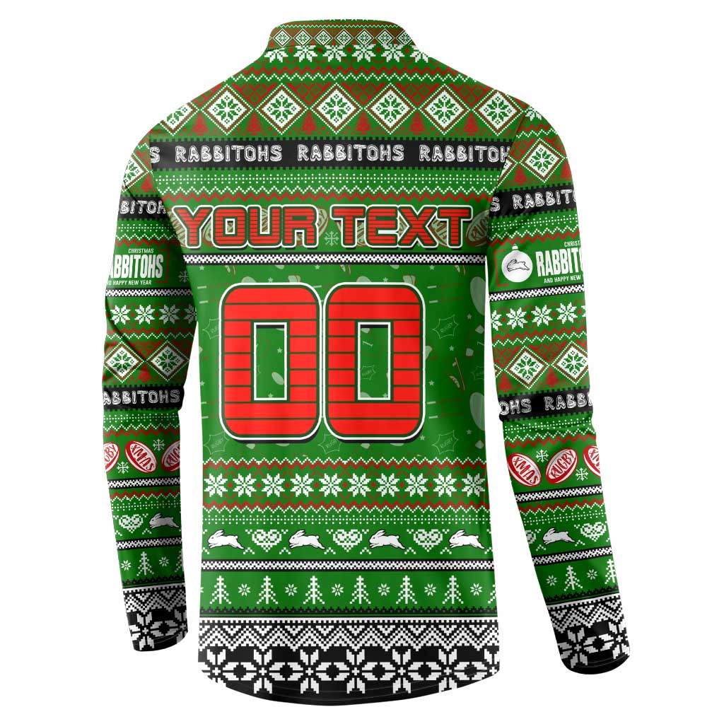Personalized Rabbitohs Rugby Xmas Button Sweatshirt Australia NRL Mascot