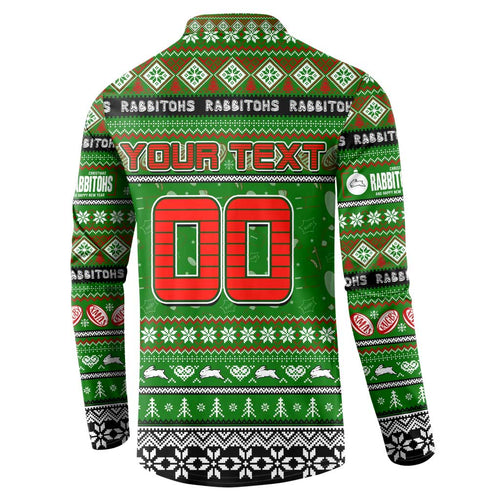 Personalized Rabbitohs Rugby Xmas Button Sweatshirt Australia NRL Mascot