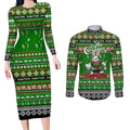 Personalized Rabbitohs Rugby Xmas Couples Matching Long Sleeve Bodycon Dress and Long Sleeve Button Shirt Australia NRL Mascot