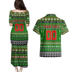 Personalized Rabbitohs Rugby Xmas Couples Matching Puletasi and Hawaiian Shirt Australia NRL Mascot