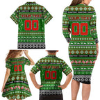 Personalized Rabbitohs Rugby Xmas Family Matching Long Sleeve Bodycon Dress and Hawaiian Shirt Australia NRL Mascot