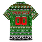 Personalized Rabbitohs Rugby Xmas Family Matching Long Sleeve Bodycon Dress and Hawaiian Shirt Australia NRL Mascot