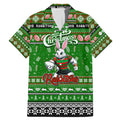 Personalized Rabbitohs Rugby Xmas Family Matching Mermaid Dress and Hawaiian Shirt Australia NRL Mascot