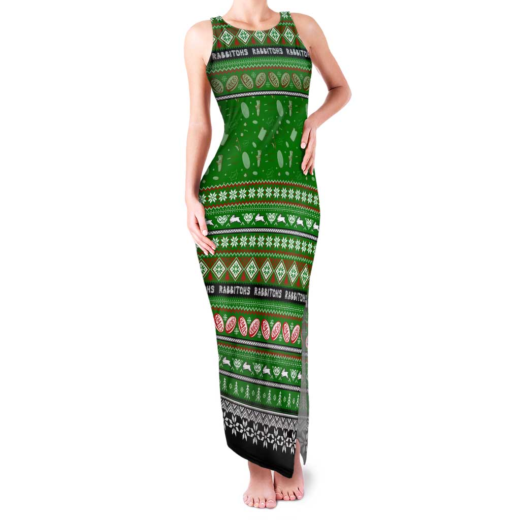 Personalized Rabbitohs Rugby Xmas Family Matching Tank Maxi Dress and Hawaiian Shirt Australia NRL Mascot