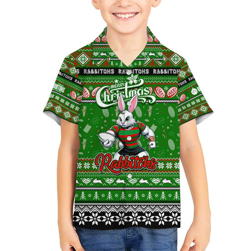 Personalized Rabbitohs Rugby Xmas Hawaiian Shirt Australia NRL Mascot