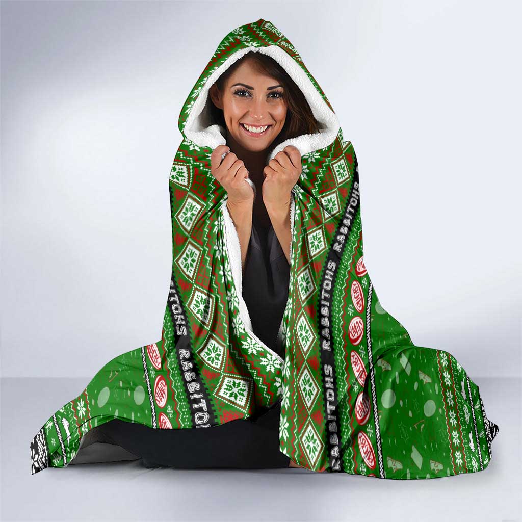 Rabbitohs Rugby Xmas Hooded Blanket Australia NRL Mascot