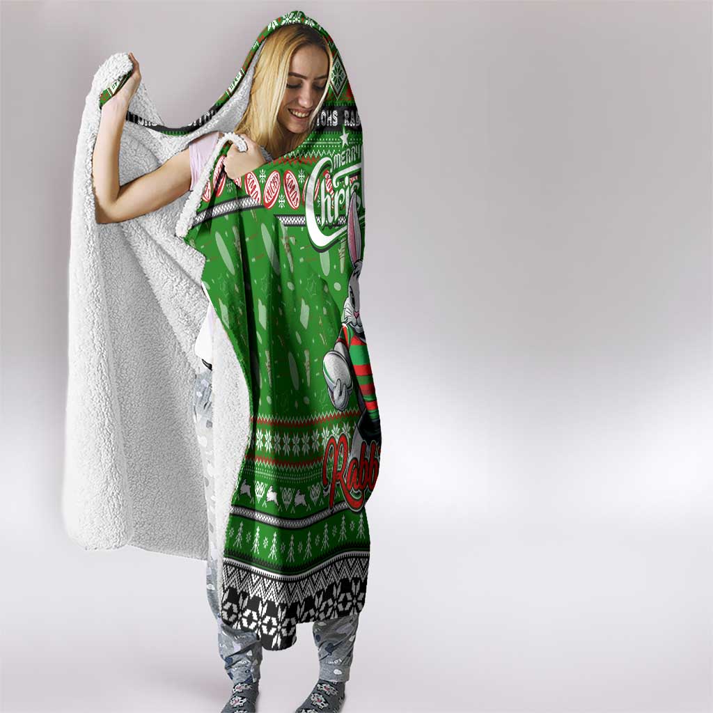 Rabbitohs Rugby Xmas Hooded Blanket Australia NRL Mascot