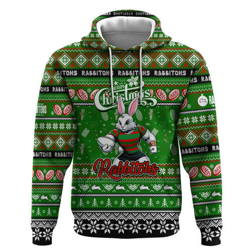 Personalized Rabbitohs Rugby Xmas Hoodie Australia NRL Mascot