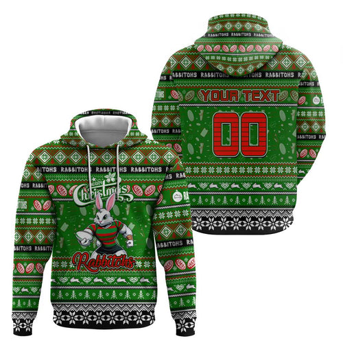 Personalized Rabbitohs Rugby Xmas Hoodie Australia NRL Mascot