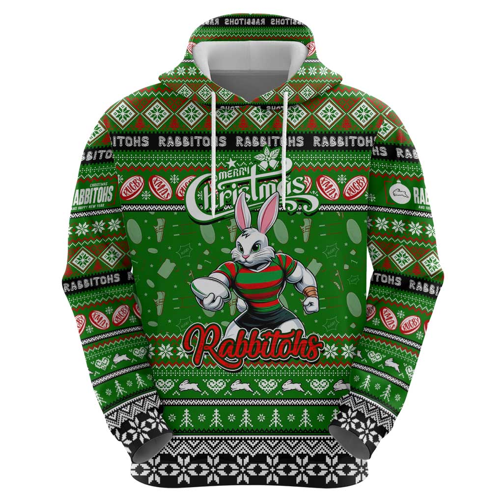 Personalized Rabbitohs Rugby Xmas Hoodie Australia NRL Mascot