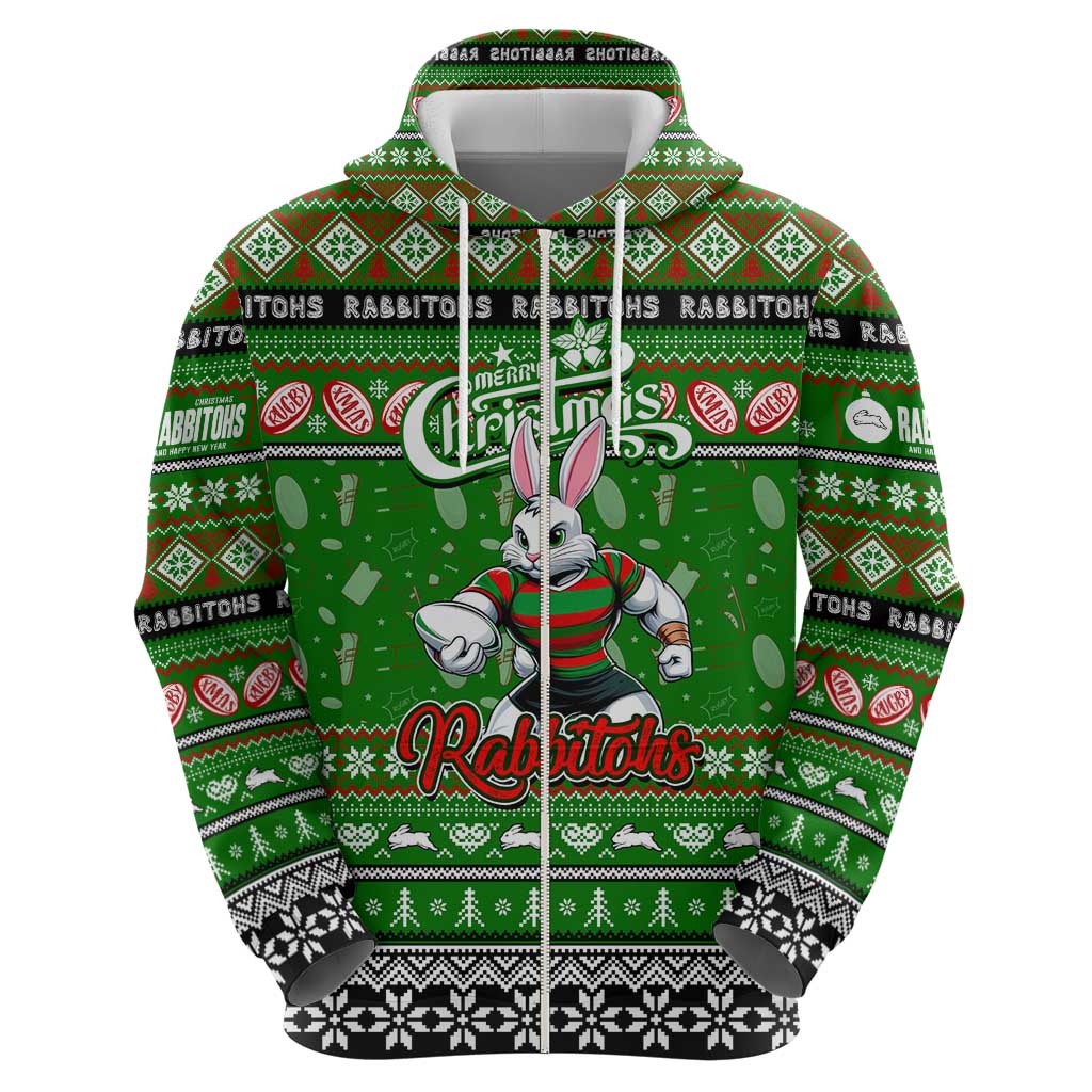 Personalized Rabbitohs Rugby Xmas Hoodie Australia NRL Mascot
