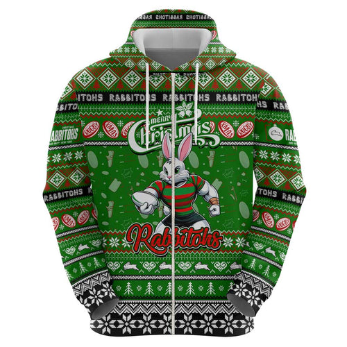 Personalized Rabbitohs Rugby Xmas Hoodie Australia NRL Mascot