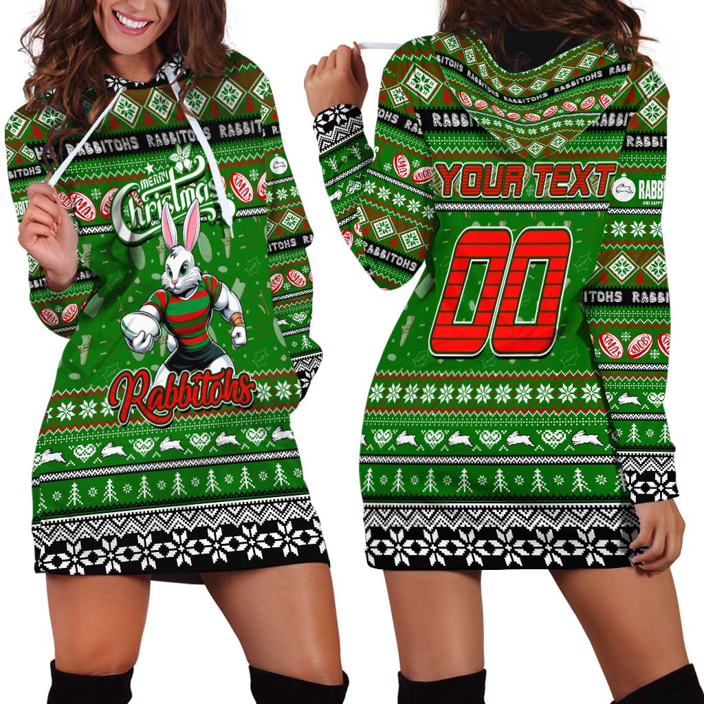 Personalized Rabbitohs Rugby Xmas Hoodie Dress Australia NRL Mascot