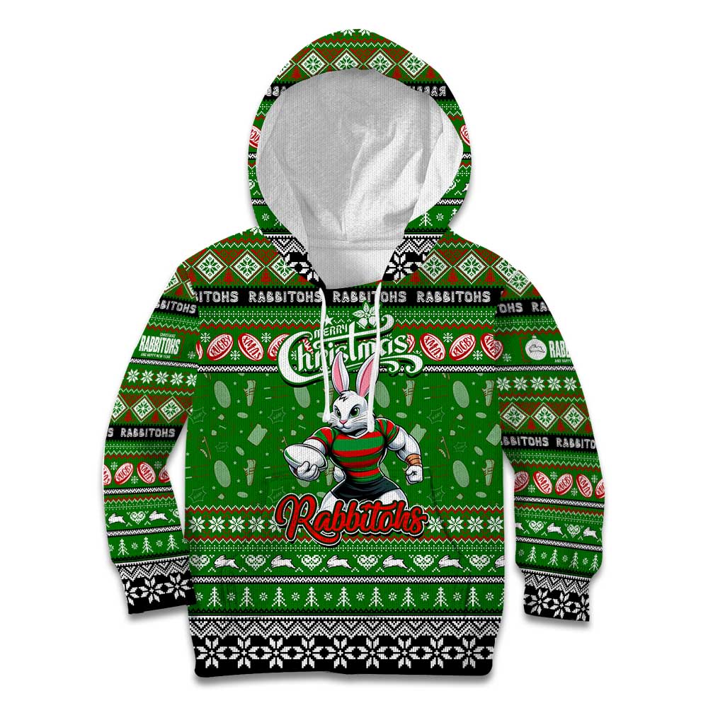 Personalized Rabbitohs Rugby Xmas Kid Hoodie Australia NRL Mascot