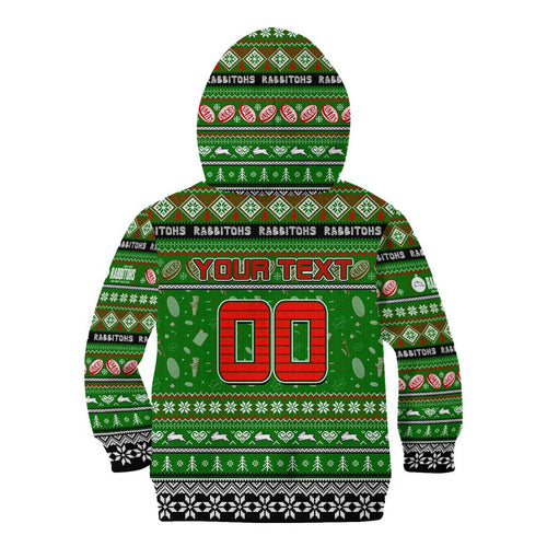 Personalized Rabbitohs Rugby Xmas Kid Hoodie Australia NRL Mascot