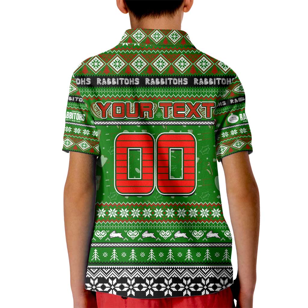 Personalized Rabbitohs Rugby Xmas Kid Polo Shirt Australia NRL Mascot