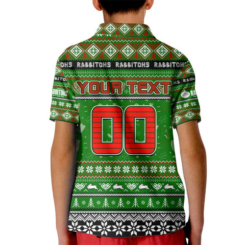 Personalized Rabbitohs Rugby Xmas Kid Polo Shirt Australia NRL Mascot