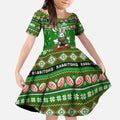 Personalized Rabbitohs Rugby Xmas Kid Short Sleeve Dress Australia NRL Mascot