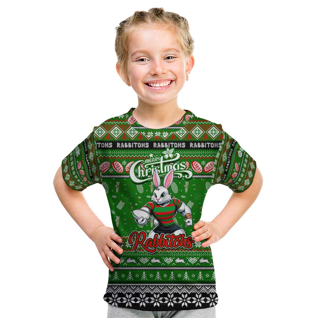 Personalized Rabbitohs Rugby Xmas Kid T Shirt Australia NRL Mascot