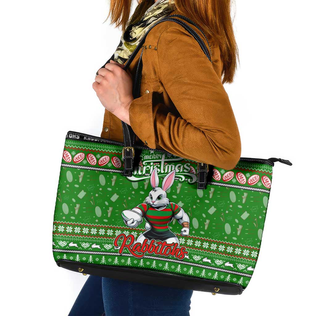 Rabbitohs Rugby Xmas Leather Tote Bag Australia NRL Mascot