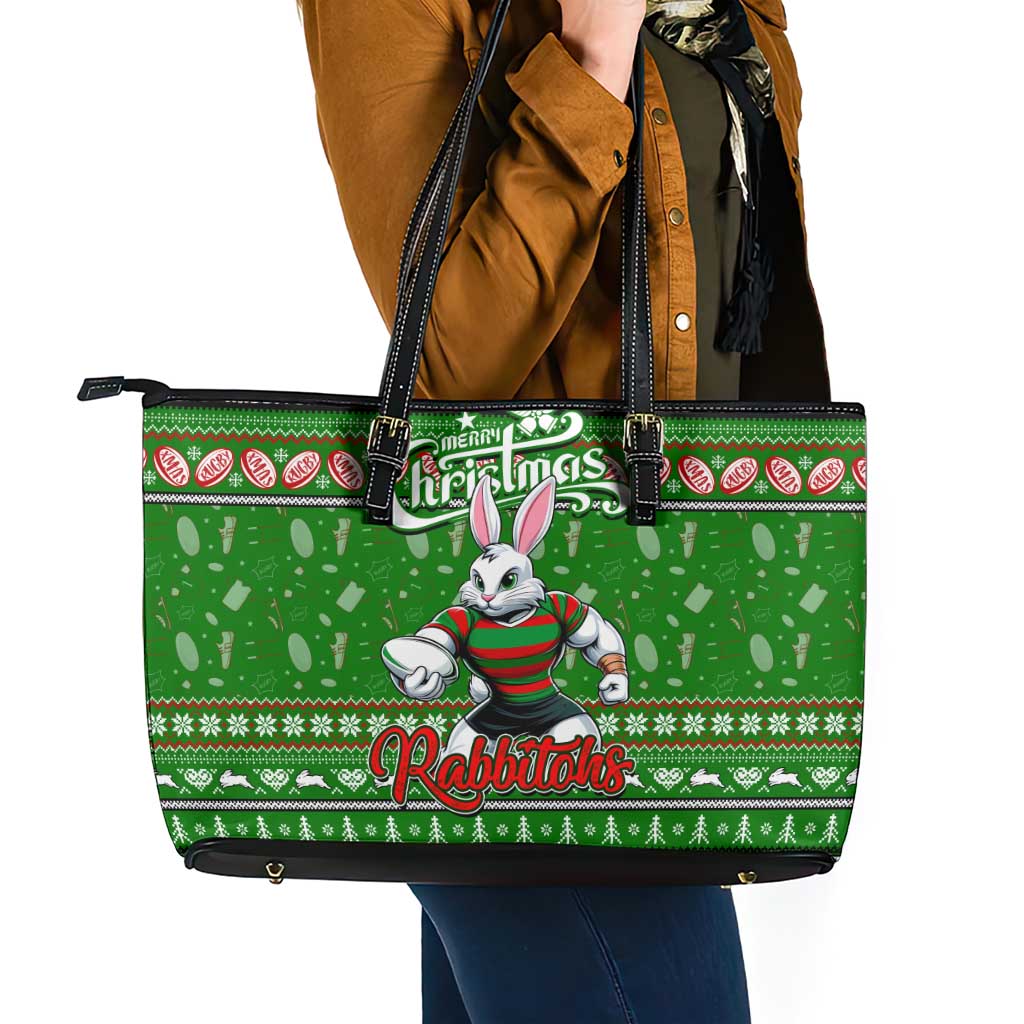 Rabbitohs Rugby Xmas Leather Tote Bag Australia NRL Mascot