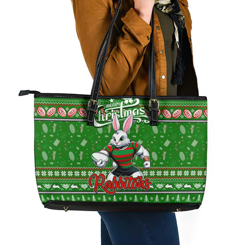 Rabbitohs Rugby Xmas Leather Tote Bag Australia NRL Mascot