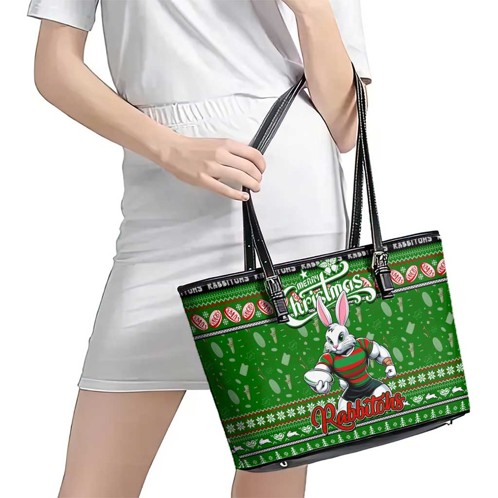 Rabbitohs Rugby Xmas Leather Tote Bag Australia NRL Mascot
