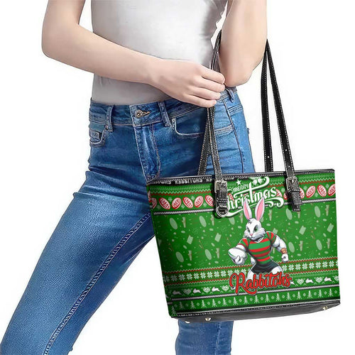 Rabbitohs Rugby Xmas Leather Tote Bag Australia NRL Mascot