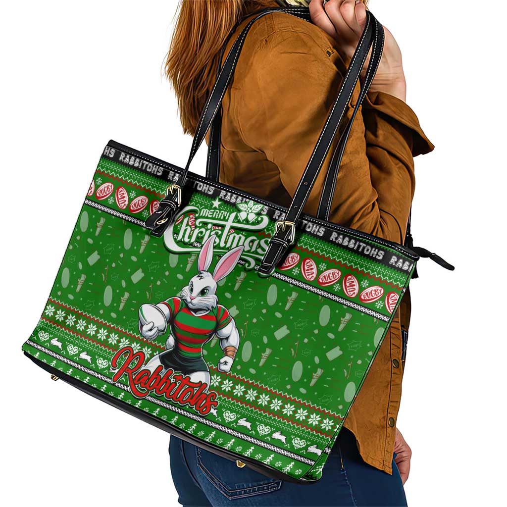 Rabbitohs Rugby Xmas Leather Tote Bag Australia NRL Mascot