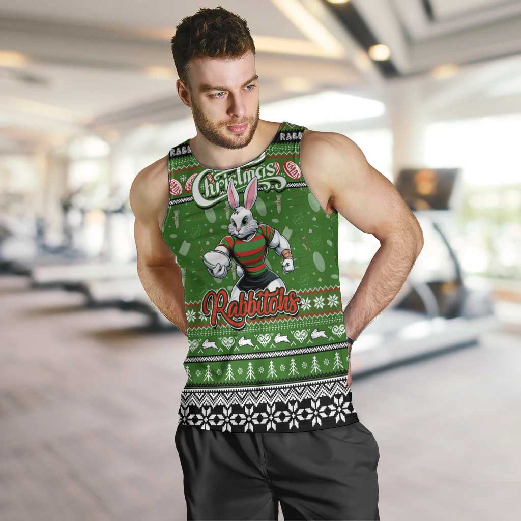 Personalized Rabbitohs Rugby Xmas Men Tank Top Australia NRL Mascot