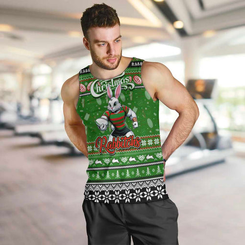 Personalized Rabbitohs Rugby Xmas Men Tank Top Australia NRL Mascot