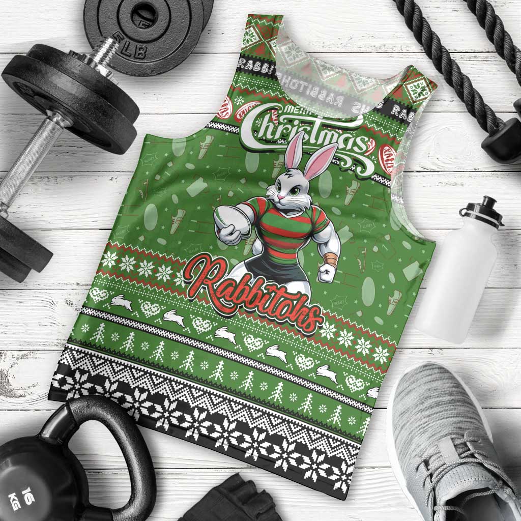 Personalized Rabbitohs Rugby Xmas Men Tank Top Australia NRL Mascot