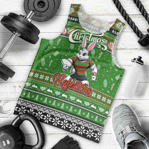 Personalized Rabbitohs Rugby Xmas Men Tank Top Australia NRL Mascot