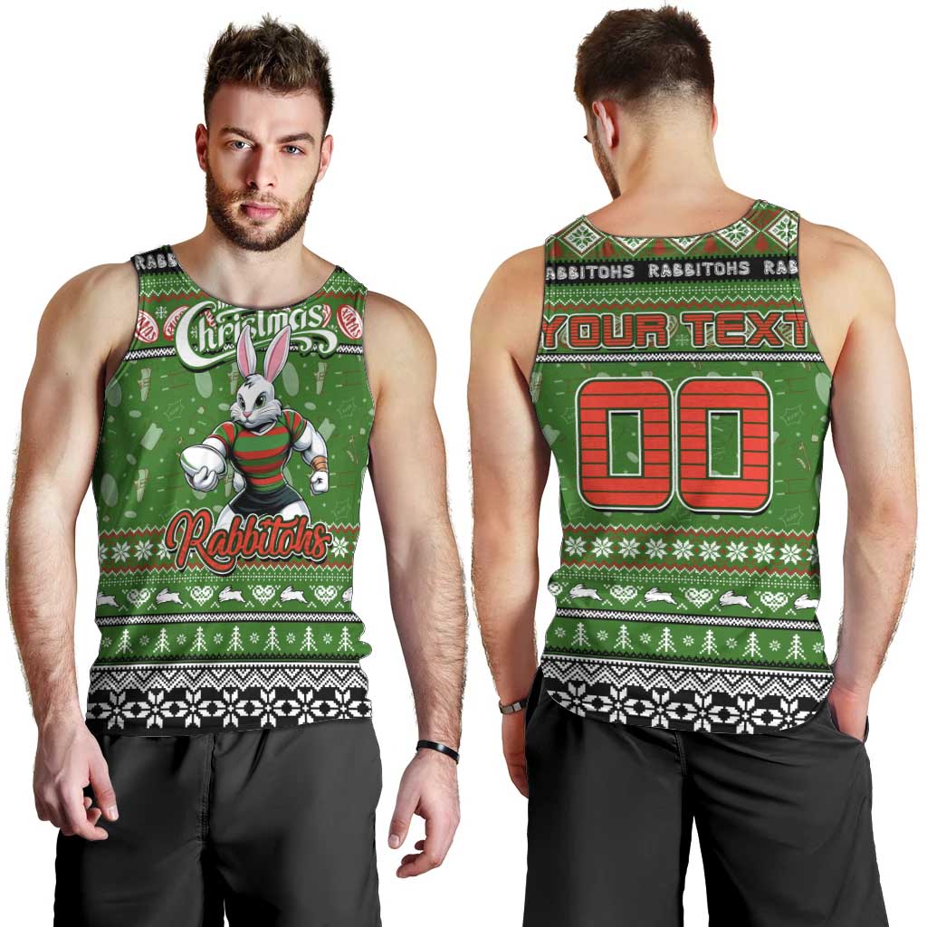 Personalized Rabbitohs Rugby Xmas Men Tank Top Australia NRL Mascot