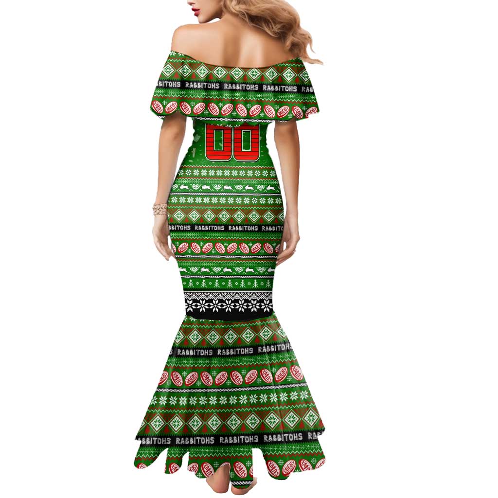 Personalized Rabbitohs Rugby Xmas Mermaid Dress Australia NRL Mascot