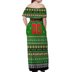 Personalized Rabbitohs Rugby Xmas Off Shoulder Maxi Dress Australia NRL Mascot
