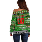 Personalized Rabbitohs Rugby Xmas Off Shoulder Sweater Australia NRL Mascot